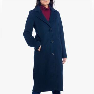 JONES NEW YORK SINGLE BREASTED WOOL COAT NOTCH COLLAR WOMENS NAVY BLUE SIZE 6 **